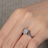 One Carat Oval Blue Diamond Accent Ring