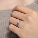 One Carat Princess Cut Blue Diamond Accent Ring