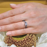One Carat Princess Cut Blue Diamond Accent Ring