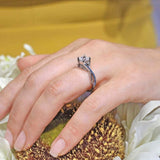 One Carat Princess Cut Blue Diamond Accent Ring