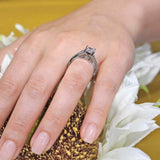 One Carat Princess Cut Blue Diamond Accent Ring