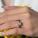 One Carat Princess Cut Black Diamond Accent Ring