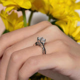 One Carat Princess Cut Black Diamond Accent Ring