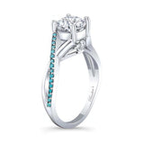 One Carat Blue Diamond Accent Ring