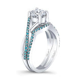 One Carat Blue Diamond Accent Bridal Set