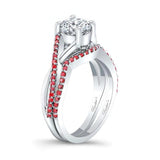 One Carat Ruby Accent Bridal Set