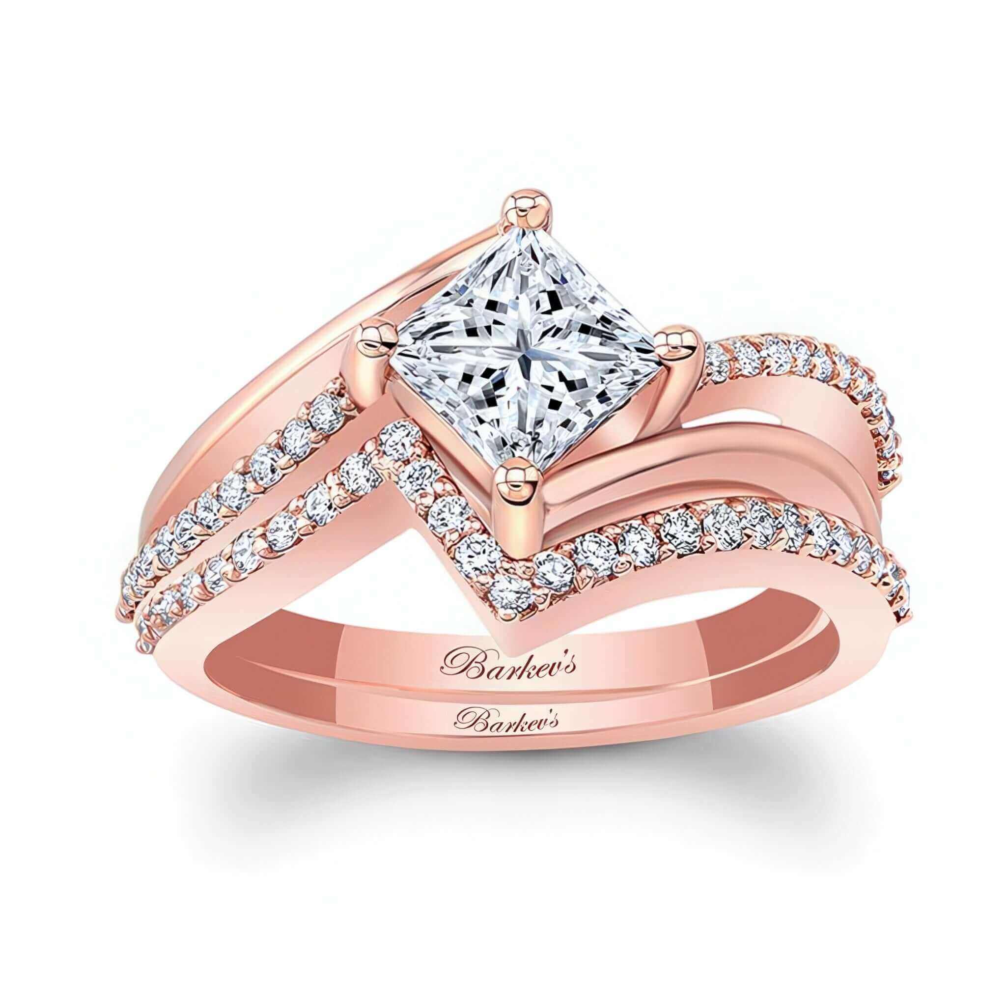 Princess Cut Moissanite Engagement Ring Set