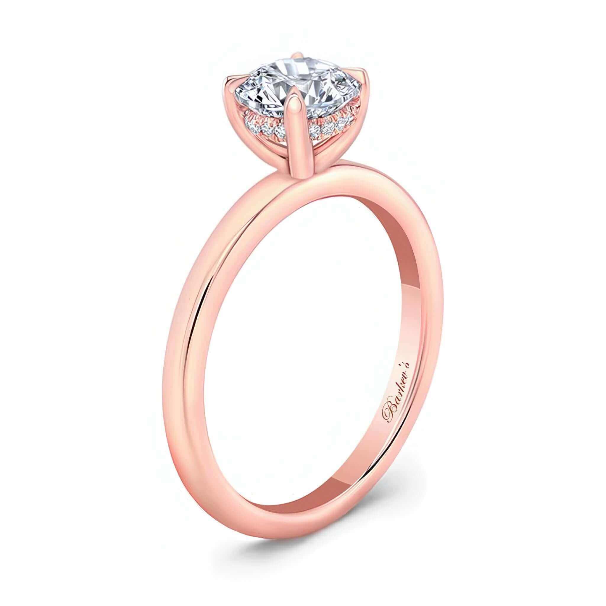 Micro Pave Hidden Halo Moissanite Ring featuring a round center and a hidden halo for a modern elegance.