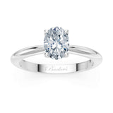 1 Carat Oval Solitaire Diamond Ring with a prong set oval diamond on a shiny gold shank.