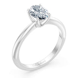 1 Carat Oval Solitaire Diamond Ring on a shiny gold shank with a comfort fit design.
