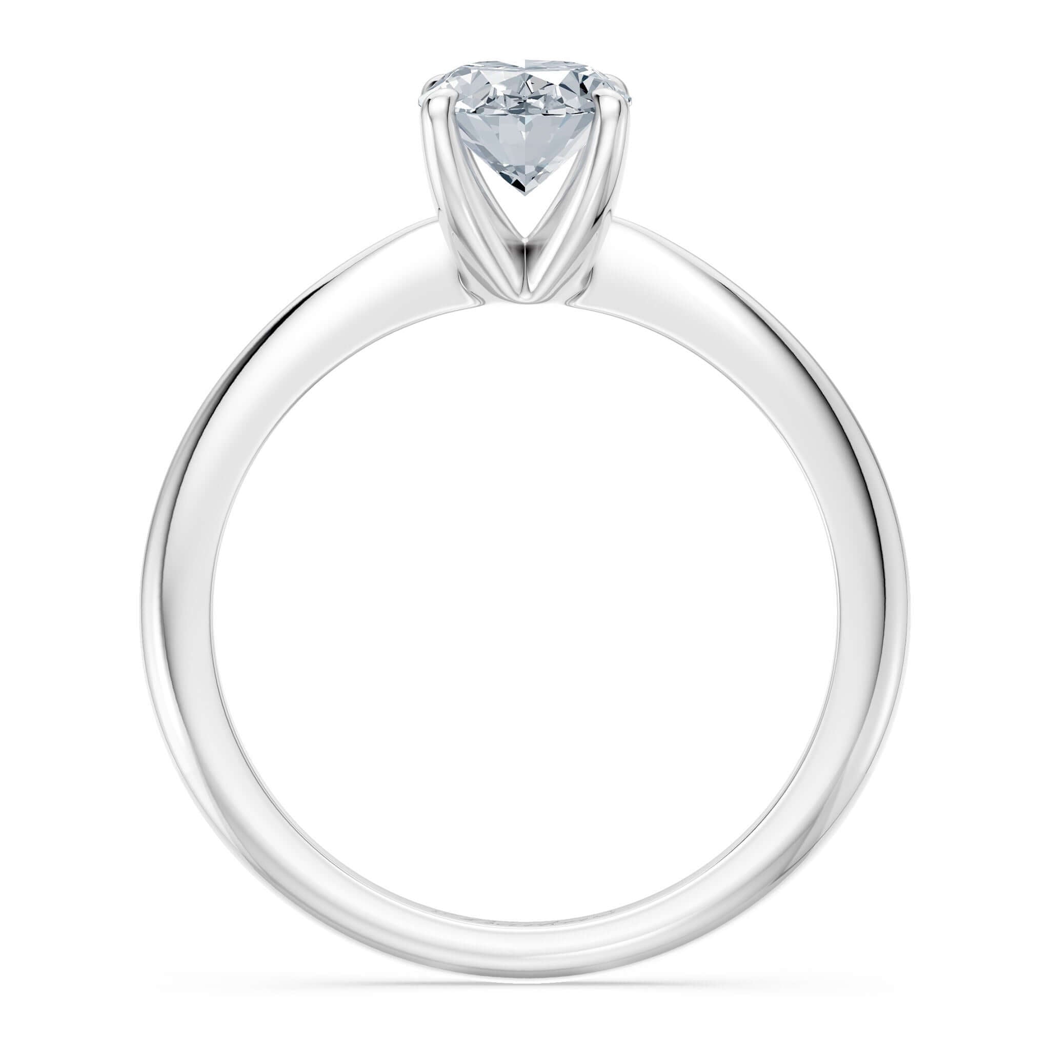 1 Carat Oval Solitaire Diamond Ring with a prong set oval diamond on a shiny gold shank.