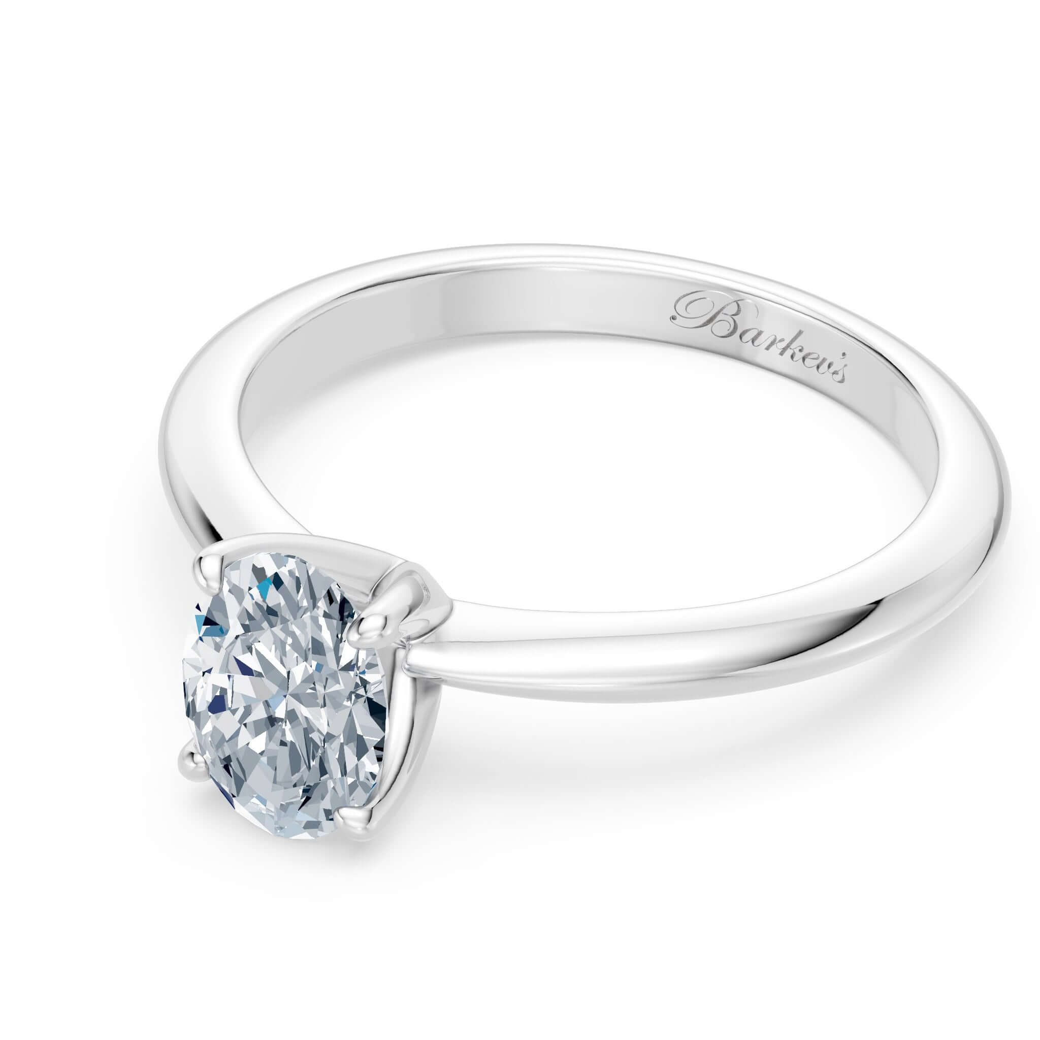 1 Carat Oval Solitaire Diamond Ring featuring a prong set oval diamond on a shiny gold shank.