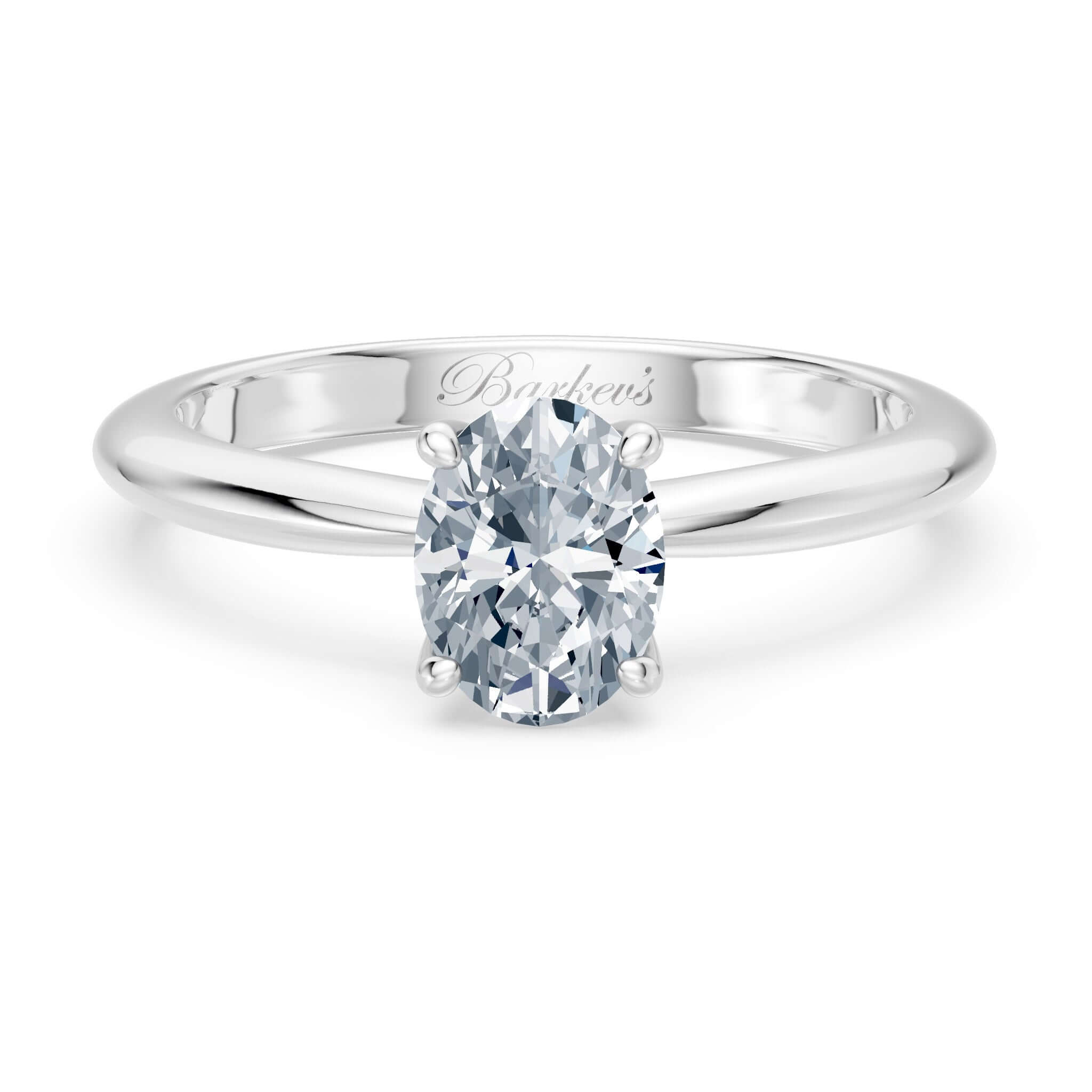 1 Carat Oval Solitaire Diamond Ring set in shiny gold with an elegant comfort fit design.