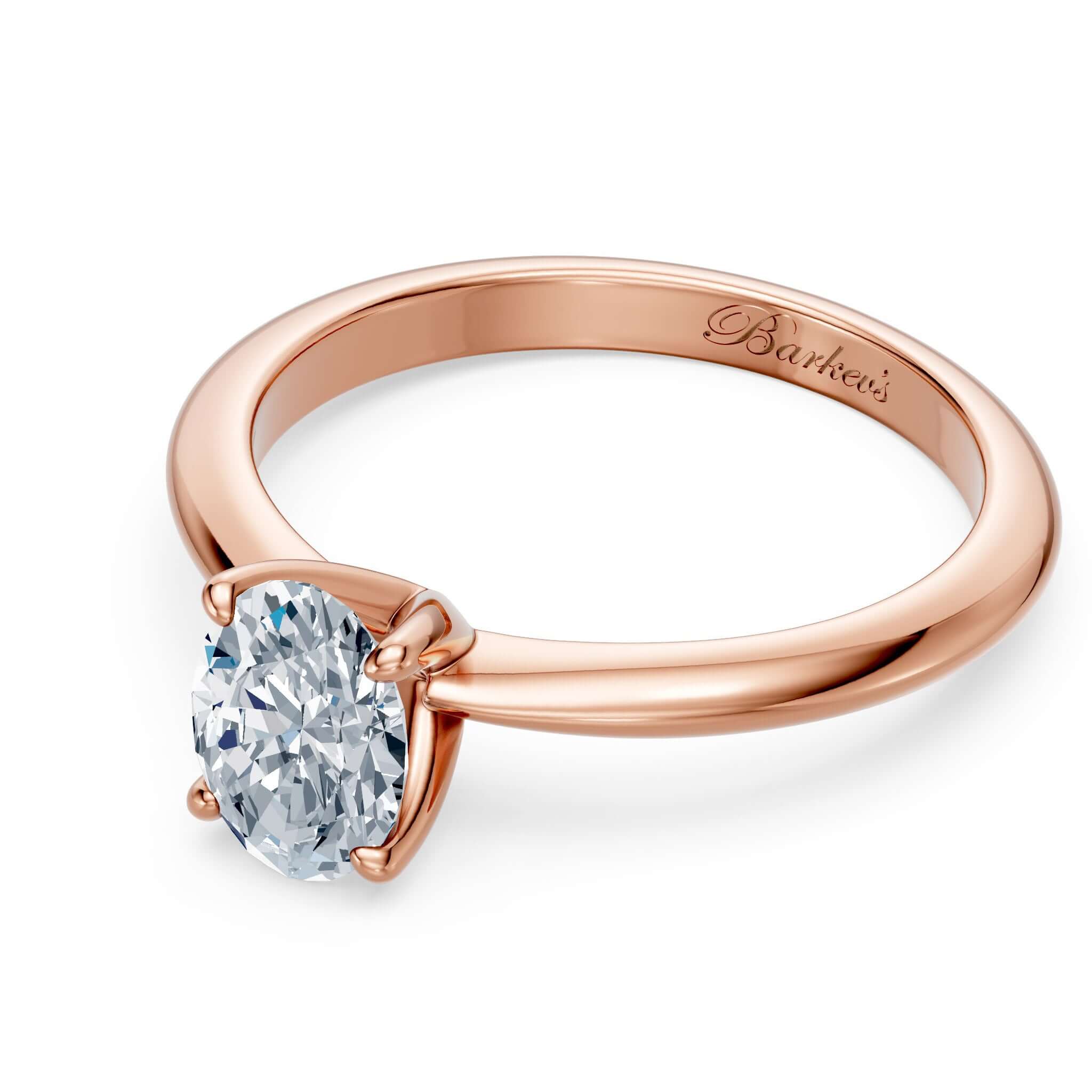 1 Carat Oval Solitaire Diamond Ring with a prong set oval diamond on a shiny gold shank.