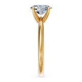 1 Carat Oval Solitaire Diamond Ring in a prong setting with shiny gold shank for elegant comfort fit.