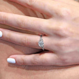 Petite Leaf Diamond Engagement Ring