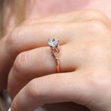 Petite Leaf Diamond Engagement Ring