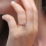 Petite Leaf Diamond Engagement Ring