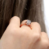Petite Leaf Diamond Engagement Ring