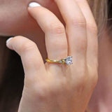 Petite Leaf Diamond Engagement Ring