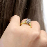Petite Leaf Diamond Engagement Ring