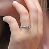 Petite Leaf Diamond Engagement Ring