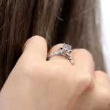 Petite Leaf Diamond Engagement Ring