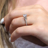 Petite Leaf Diamond Engagement Ring