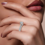 Diamond Halo Wedding Set