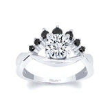 Moissanite Unique Engagement Ring With Black Diamond Accents