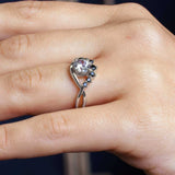 Moissanite Unique Engagement Ring With Black Diamond Accents