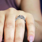 Moissanite Unique Engagement Ring With Black Diamond Accents