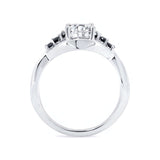 Moissanite Unique Engagement Ring With Black Diamond Accents