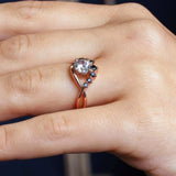 Moissanite Unique Engagement Ring With Black Diamond Accents