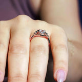 Moissanite Unique Engagement Ring With Black Diamond Accents
