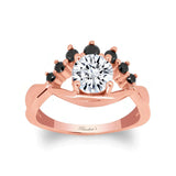 Moissanite Unique Engagement Ring With Black Diamond Accents