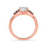 Moissanite Unique Engagement Ring With Black Diamond Accents