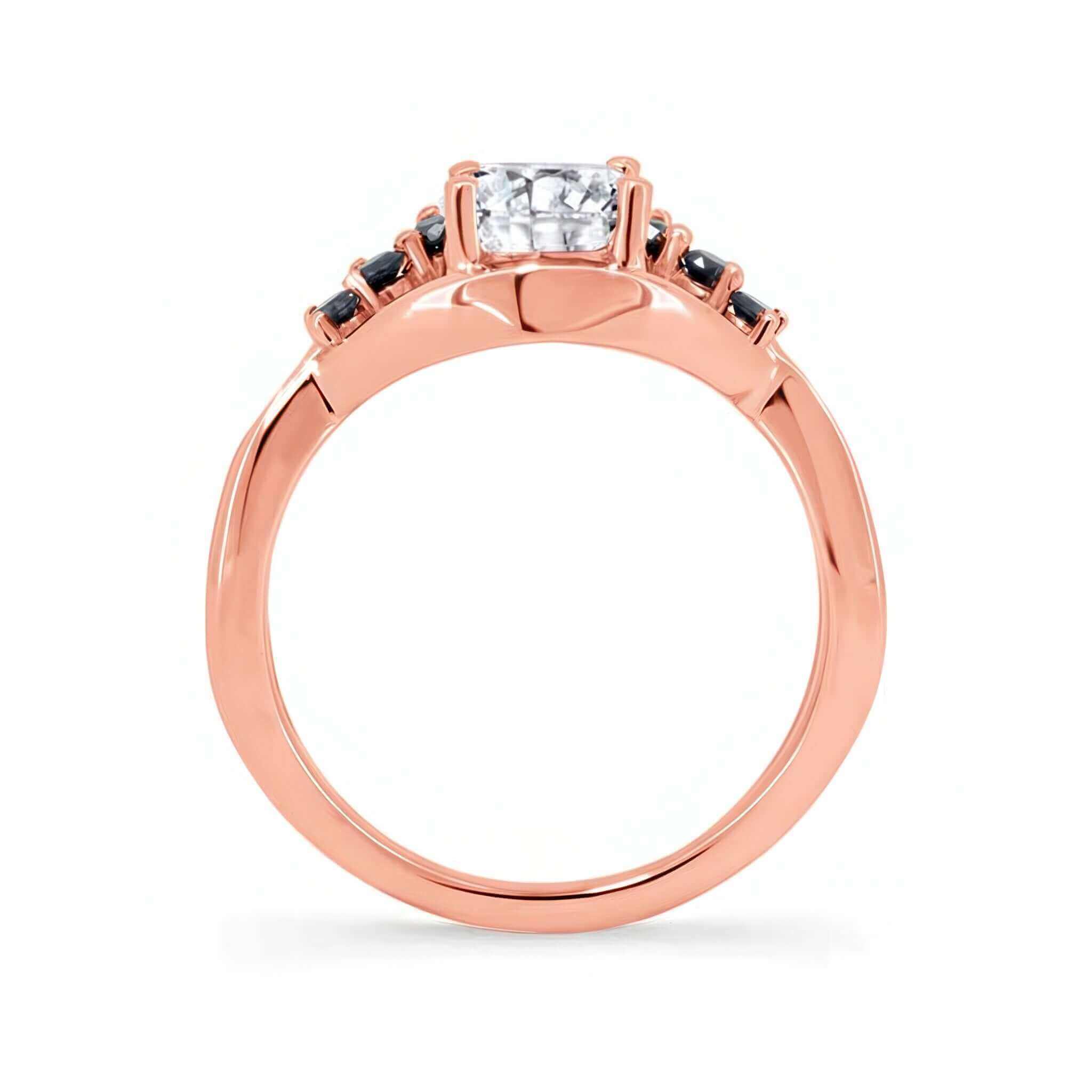Unique Engagement Ring With Black Diamond Accents