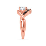 Moissanite Unique Engagement Ring With Black Diamond Accents