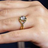 Moissanite Unique Engagement Ring With Black Diamond Accents