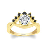 Moissanite Unique Engagement Ring With Black Diamond Accents