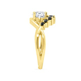 Moissanite Unique Engagement Ring With Black Diamond Accents