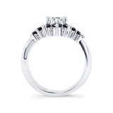 Moissanite Unique Wedding Set With Black Diamond Accents