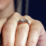 Moissanite Unique Wedding Set With Black Diamond Accents