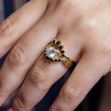 Moissanite Unique Wedding Set With Black Diamond Accents