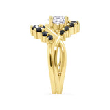 Moissanite Unique Wedding Set With Black Diamond Accents