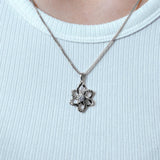 Moissanite Silver Flower Necklace