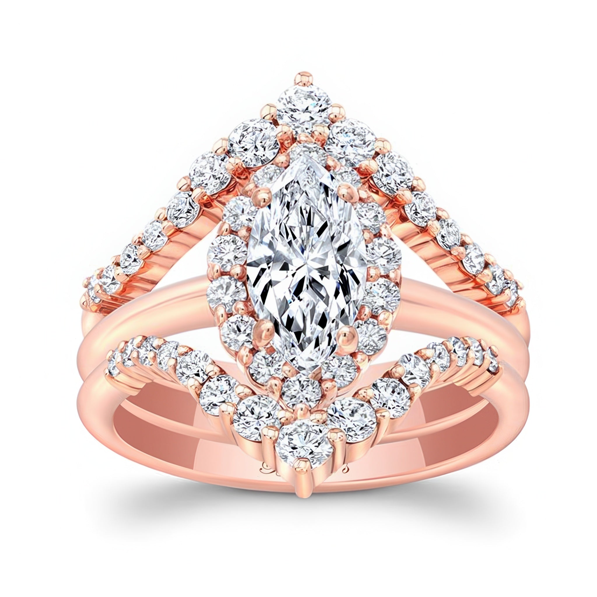 Marquise Cut Moissanite Wedding Set With 2 Bands
