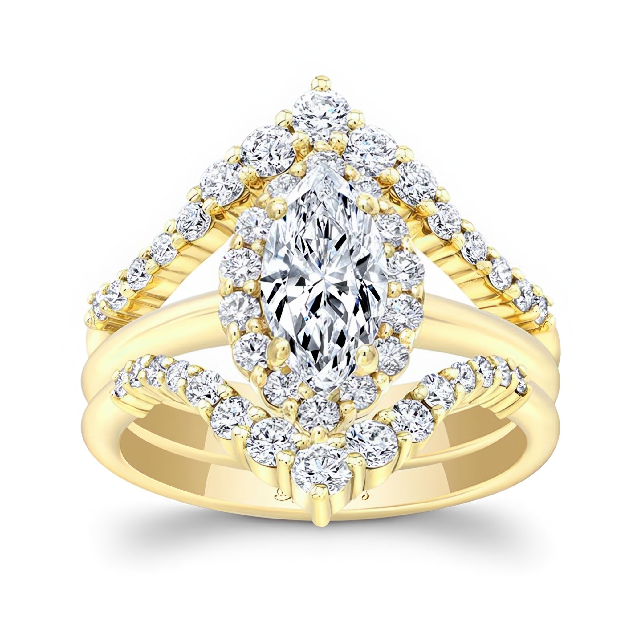 Marquise Cut Moissanite Wedding Set With 2 Bands
