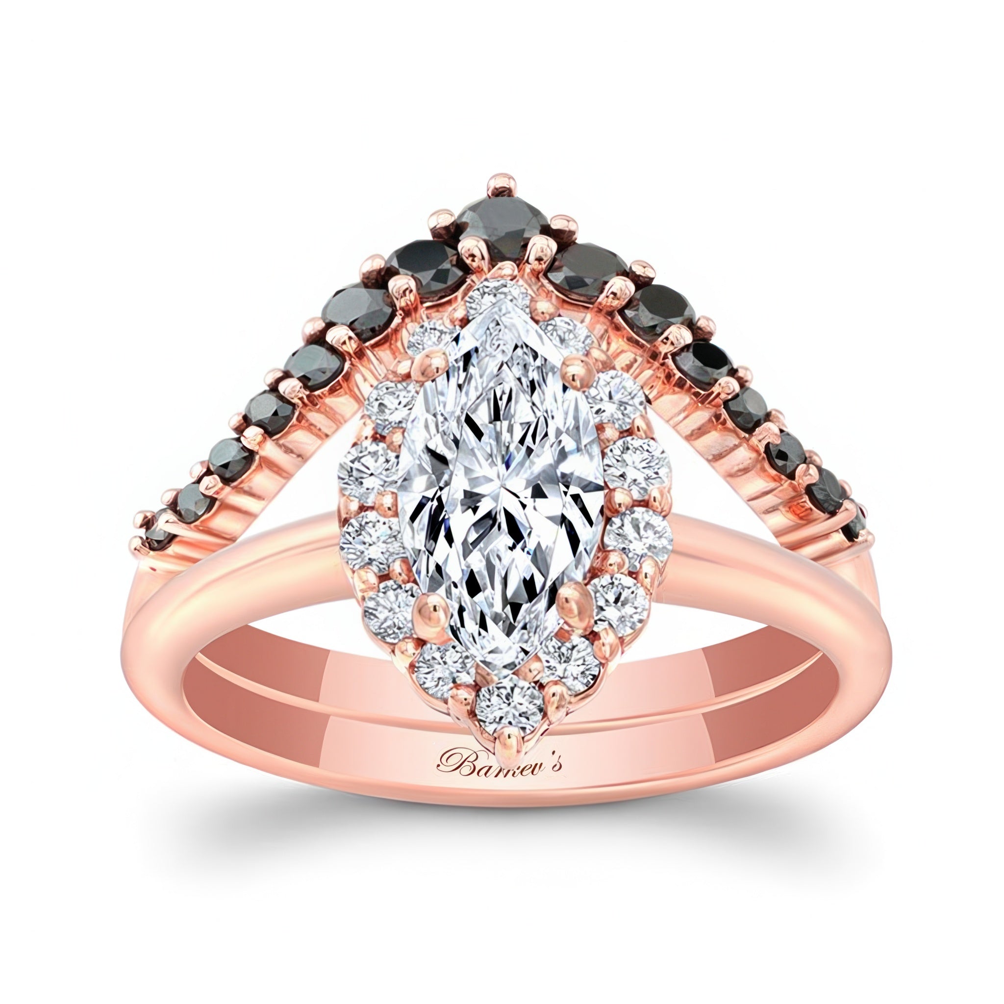 Marquise Cut Moissanite Wedding Set With Black Diamonds
